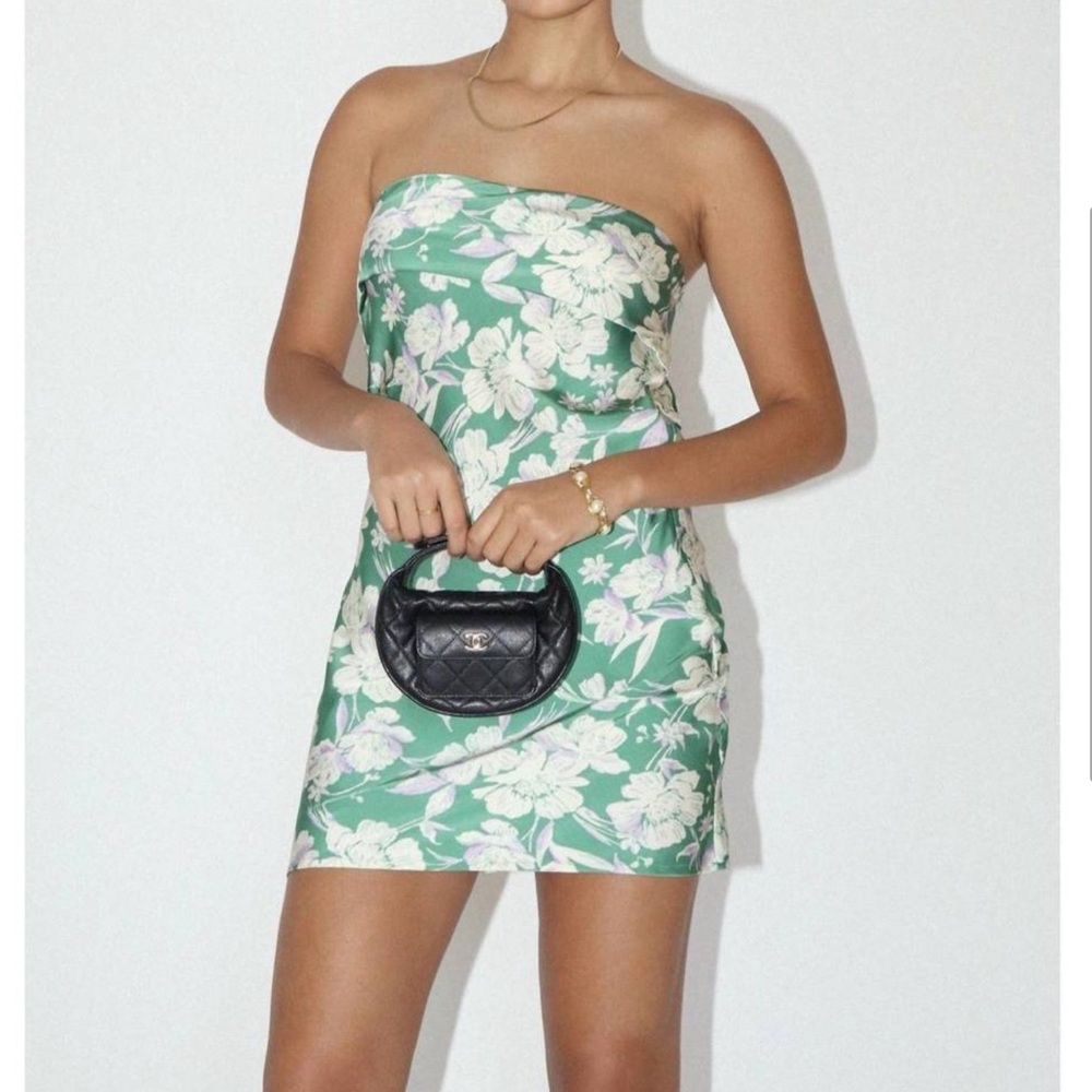 Bailey Rose Floral Denim Strapless Tube Mini Dress